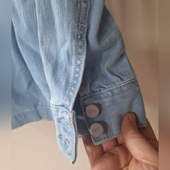 NWT Paige Songbird Meg Light Denim Long Sleeve Zip Up Romper Womens Size 4 - Picture 7 of 11